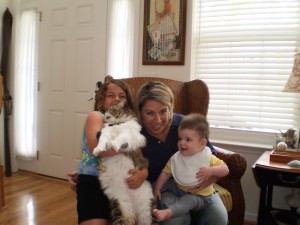 Meeting cousin Phelan, aunt Helaine and Moose the cat for the first time!